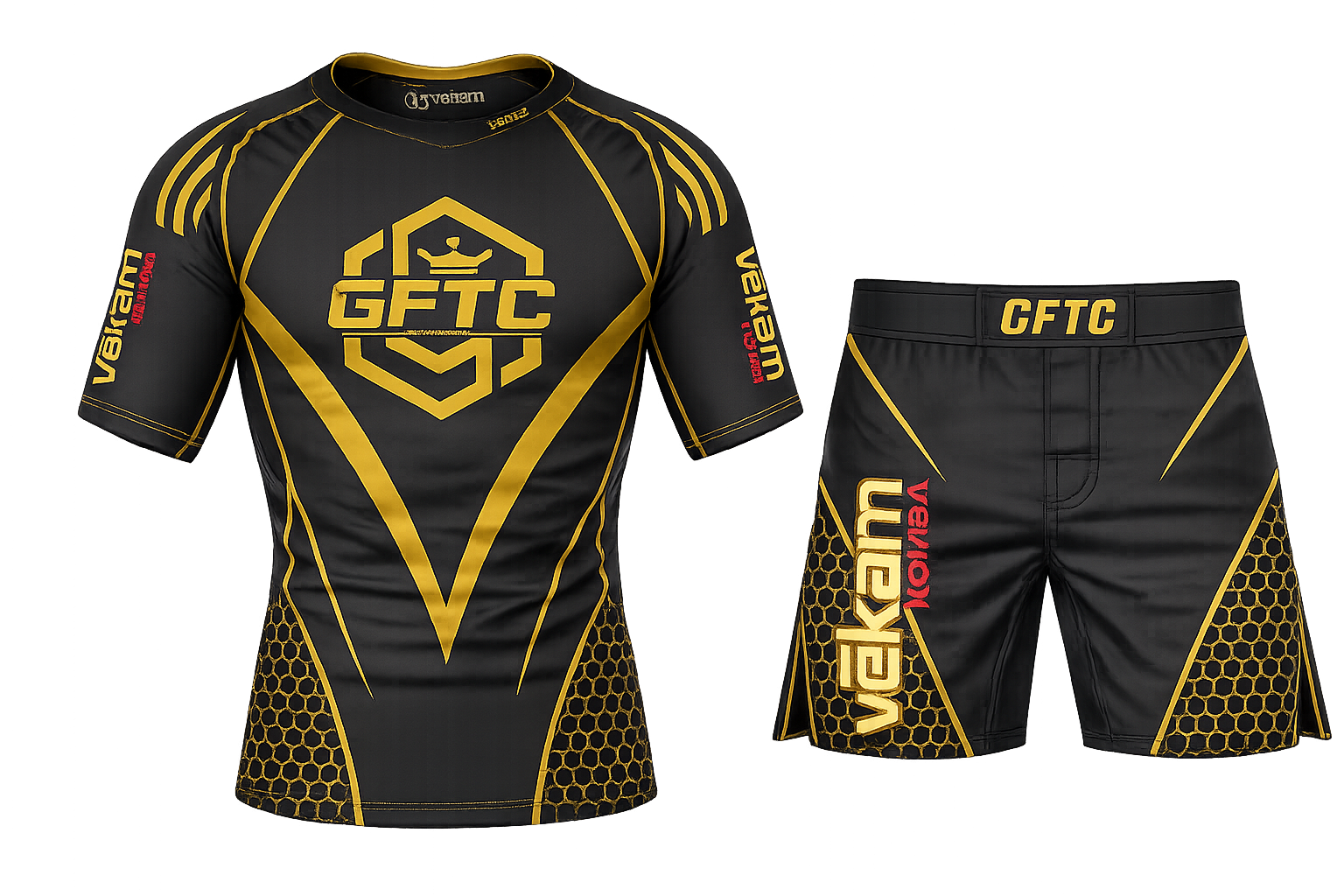ENSEMBLE RASHGUARD ET SHORT MMA (NOIR)